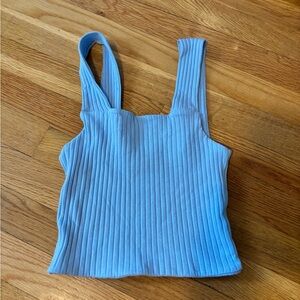 American Eagle Outfitters Light Blue Ribbed Tank Top